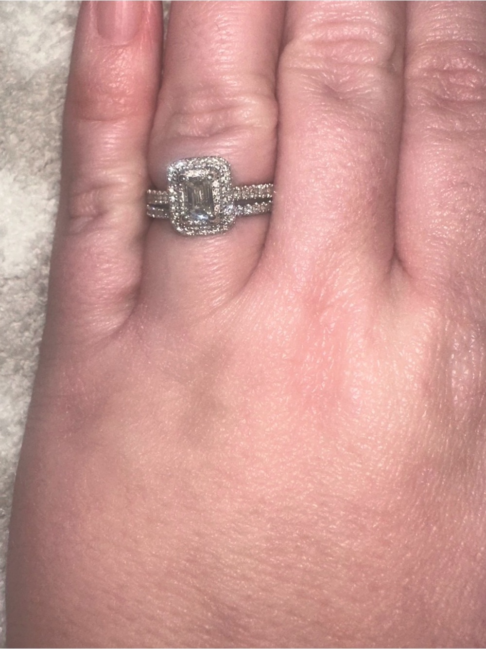 Vera Wang Love Emerald-Cut Diamond Engagement Ring and Anniversary Band